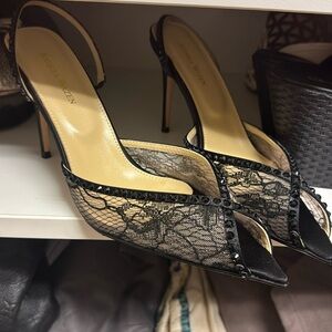 Black crystal lace heels 39